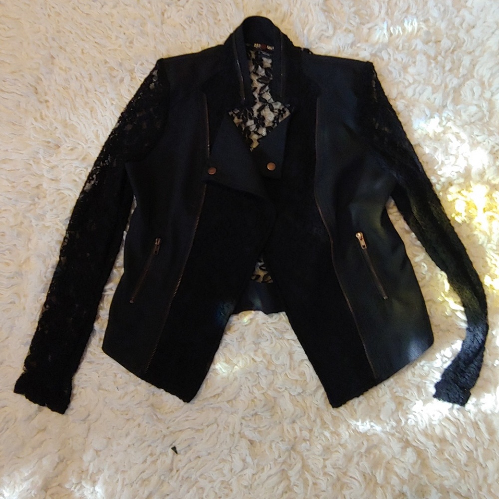Faux zip biker jacket
